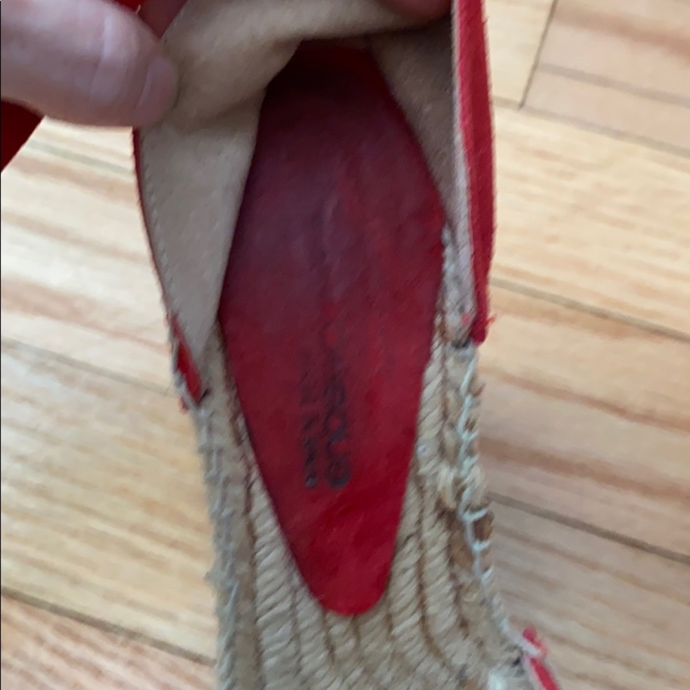 Red Suede Espadrille Wedges - Picture 8 of 8